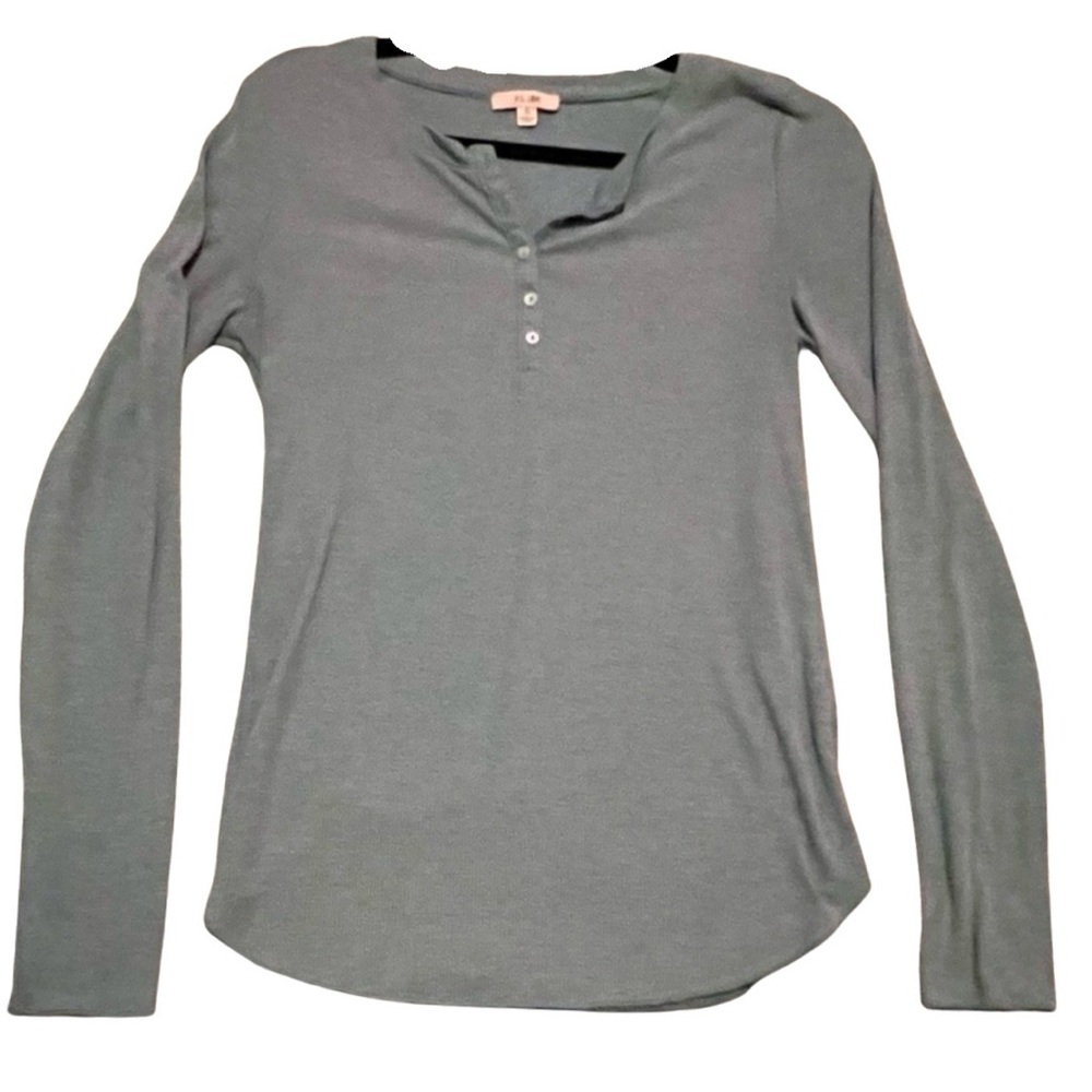 P.S. Love Gray Henley Long Sleeve Shirt Women’s Small